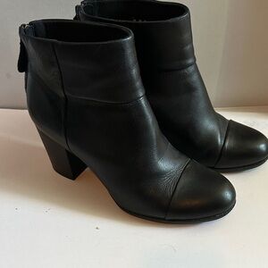 Clarks Black Leather Ankle Booties